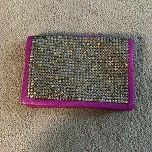 Purple/pink metallic clutch or crossbody